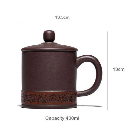 Handcrafted 400ML Yixing Purple Clay Tea Cup Set - Elegant Chinese Mugs for Home and Travel - Très Elite