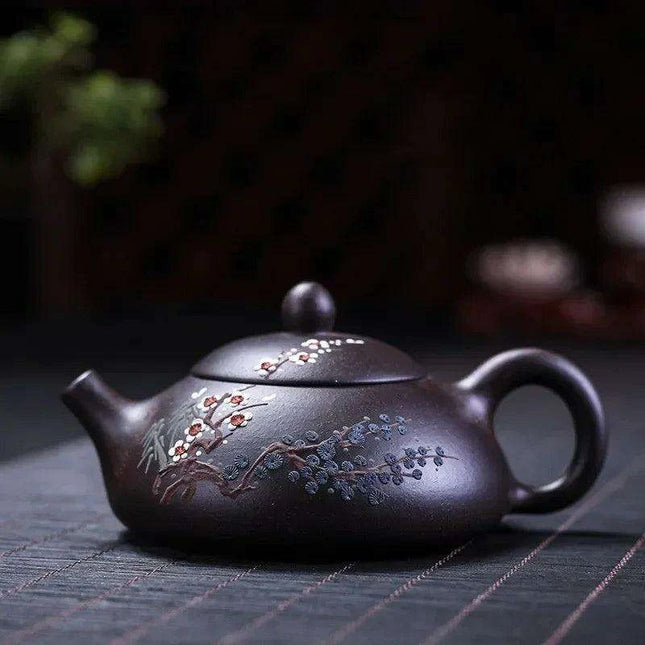 Handcrafted Authentic Purple Clay Teapot - 160ml Elegant Chinese Teapot for Ceremonial Tea and Special Gifting