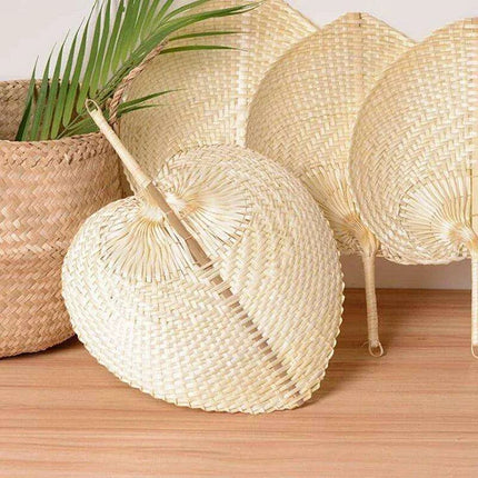 Handcrafted Bamboo Heart-Shaped Fan for Summer Celebrations and Home Elegance - Très Elite