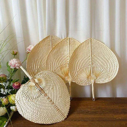 Handcrafted Bamboo Heart-Shaped Fan for Summer Celebrations and Home Elegance - Très Elite