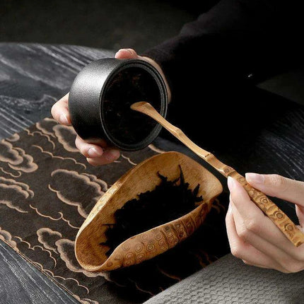 Handcrafted Bamboo Root Tea Spoon and Stick Set for Tea Enthusiasts - Très Elite