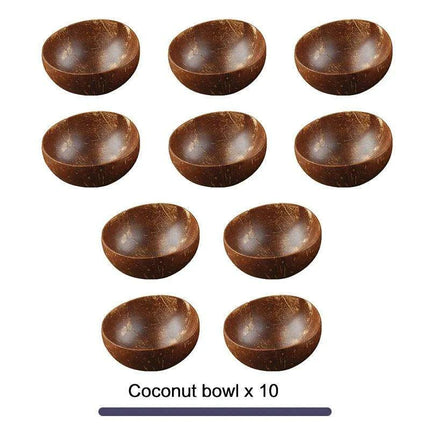 Handcrafted Coconut Bowl Collection with Wooden Spoon - Sustainable Natural Tableware for Salads, Desserts, and More (12-15cm) - Très Elite