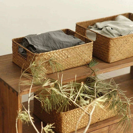 Handcrafted Extra-Large Seagrass Storage Basket - Chic Organizer for Fruits, Breads, and Linens - Très Elite
