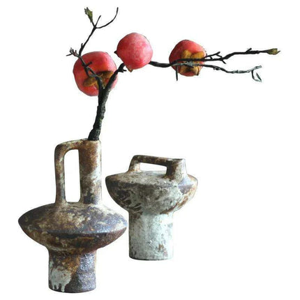 Charming Rustic Ceramic Vase Set - Handcrafted Farmhouse Decor