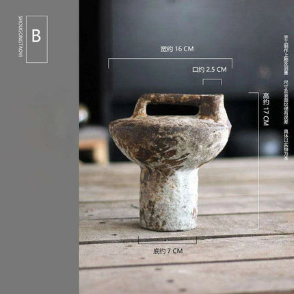 Charming Rustic Ceramic Vase Set - Handcrafted Farmhouse Decor