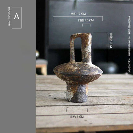 Charming Rustic Ceramic Vase Set - Handcrafted Farmhouse Decor