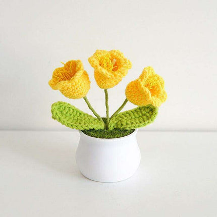 Handcrafted Korean Wool Sunflower Arrangement for Chic Home Elegance..