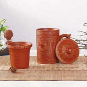 Handcrafted Purple Clay Dragon Teacup with Strainer & Lid - Unique Yixing Zisha Mug - Très Elite