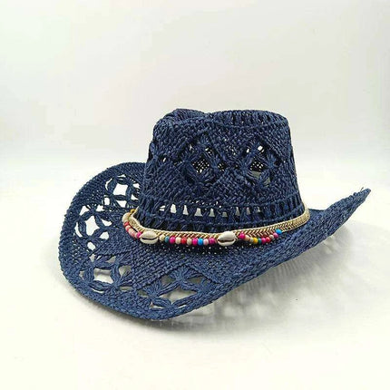 Handcrafted Unisex Denim Straw Cowboy Hat for Ultimate Summer Sun Protection - Très Elite