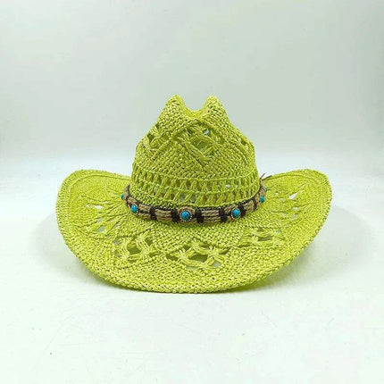 Handcrafted Unisex Denim Straw Cowboy Hat for Ultimate Summer Sun Protection - Très Elite