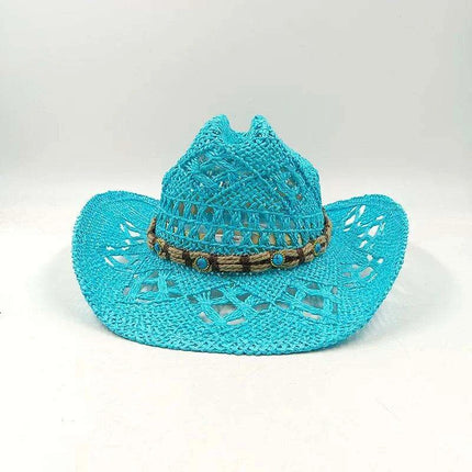 Handcrafted Unisex Denim Straw Cowboy Hat for Ultimate Summer Sun Protection - Très Elite