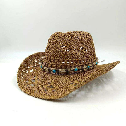 Handcrafted Unisex Denim Straw Cowboy Hat for Ultimate Summer Sun Protection - Très Elite