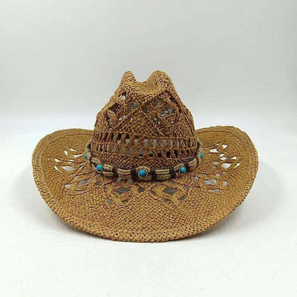 Handcrafted Unisex Denim Straw Cowboy Hat for Ultimate Summer Sun Protection - Très Elite