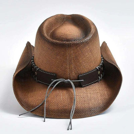 Handcrafted Vintage Western Cowboy Hat for Men and Women - Straw Weaving Sun Hat for Beach, Jazz, and Cowgirl Styles - Très Elite