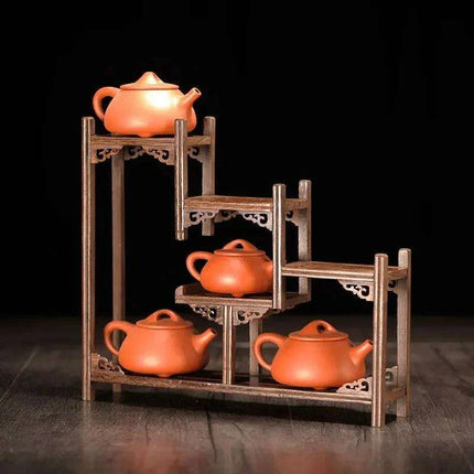 Handcrafted Wooden Display Stand for the Traditional Kung Fu Tea Ceremony - Très Elite