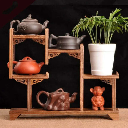 Handcrafted Wooden Display Stand for the Traditional Kung Fu Tea Ceremony - Très Elite