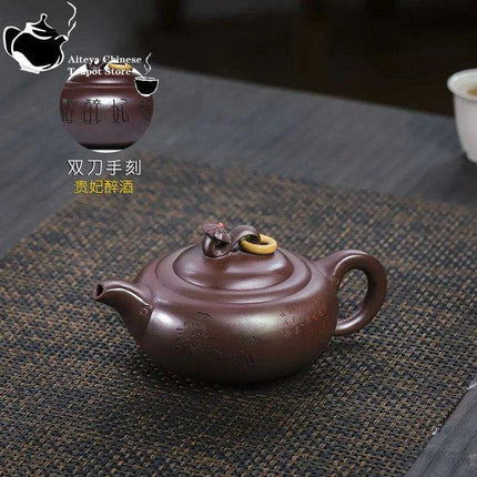 Handcrafted Yixing Stone Red Jade Teapot - 330ml for Traditional Kung Fu Tea Ceremony - Très Elite