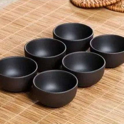 Handmade Artisan 6-Piece Purple Clay Tea Cup Collection for Tea Lovers - Très Elite