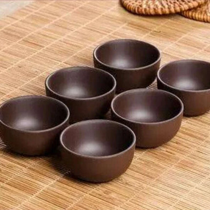 Handmade Artisan 6-Piece Purple Clay Tea Cup Collection for Tea Lovers..