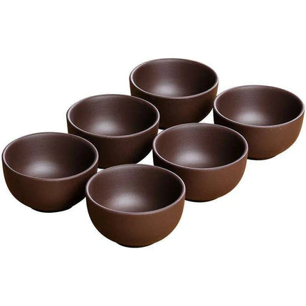 Handmade Artisan 6-Piece Purple Clay Tea Cup Collection for Tea Lovers - Très Elite