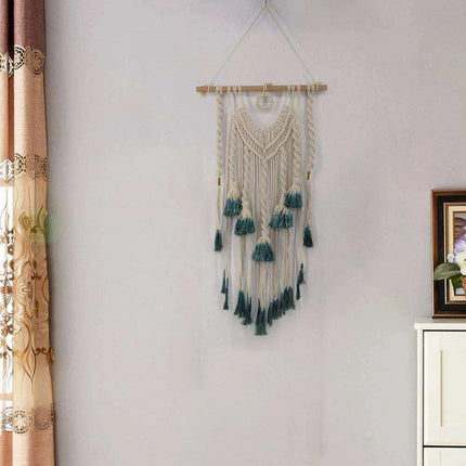 Bohemian Geometric Cotton Macrame Wall Art - Handcrafted Tapestry, 84x45cm