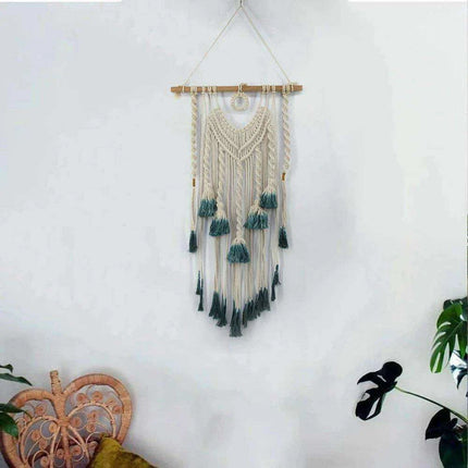Bohemian Geometric Cotton Macrame Wall Art - Handcrafted Tapestry, 84x45cm