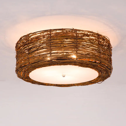Handmade Rattan Round Ceiling Lamp