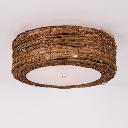Handmade Rattan Round Ceiling Lamp