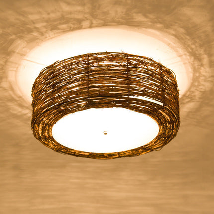 Handmade Rattan Round Ceiling Lamp