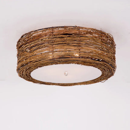 Handmade Rattan Round Ceiling Lamp