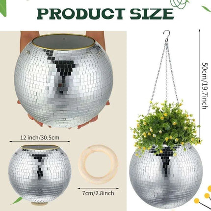 Hanging Mirror Disco Ball Planters Trio - Très Elite