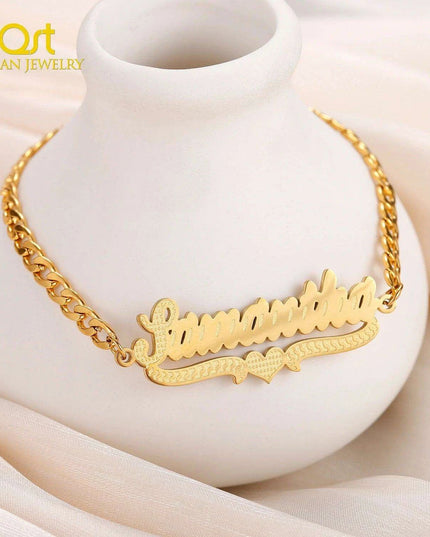 Personalized Cuban Chain Name Jewelry Set for Women and Girls