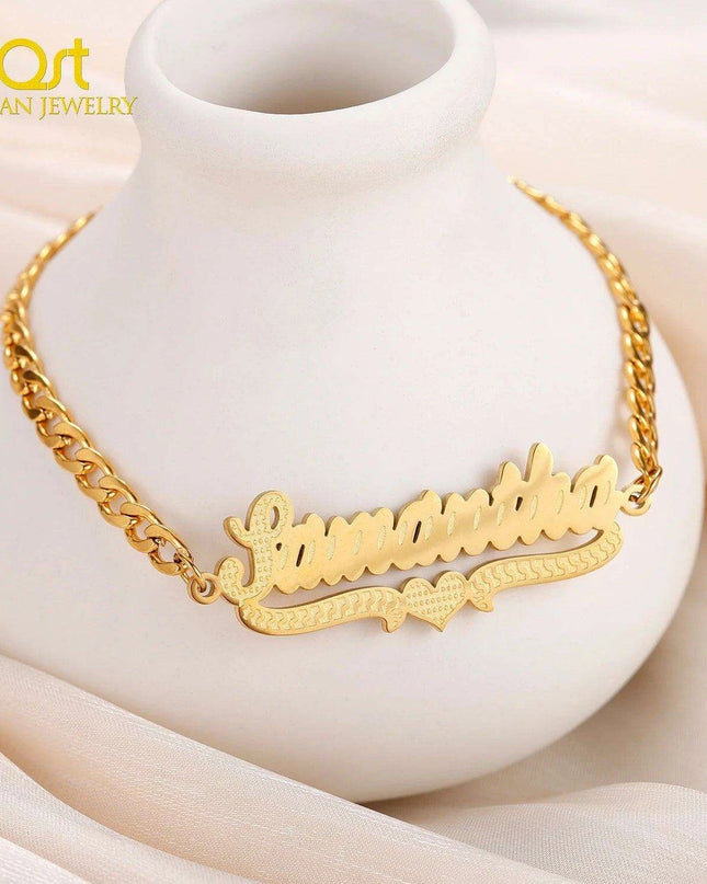 Personalized Cuban Chain Name Jewelry Set for Women and Girls
