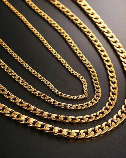 Sleek Urban Style: Men's Black and Gold Stainless Steel Link Necklace