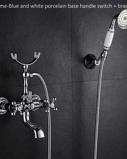 Luxurious Gold Brass Bathtub Faucet with Crystal Accents and Hand Shower