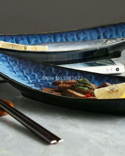 Ceramic Blue Fish Platter - A Stylish Centerpiece for Culinary Delights