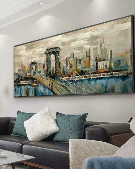 City Serenity: Contemporary Urban Oil Painting for Modern Spaces