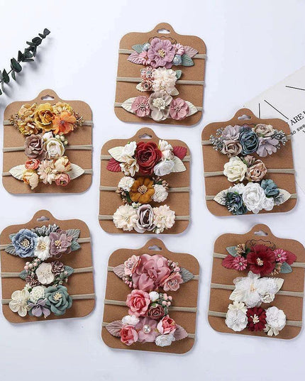 Adorable Pearl-Embellished Floral Headband Set for Babies - Ideal for Photography