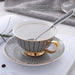 Elegant Gray Bone China Tea Set with Gold Accents - 200ml Cup, Saucer & Spoon Collection