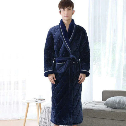 Men's XXXL Quilted Flannel Kimono Robe - Cozy Winter Luxe Edition