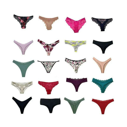 Assorted 10/20 Pack of Women's Thongs and G-Strings - Soft T-Back Underwear Collection