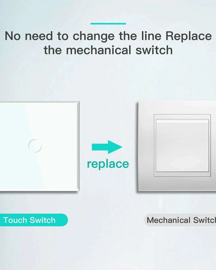 Touch Control Dual Location Stair Light Switch with Crystal Glass Panel in Modern White and Grey