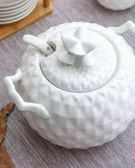 Elegant Pineapple Ceramic Dining Set - Complete 21-Piece Tableware Ensemble with Cutlery