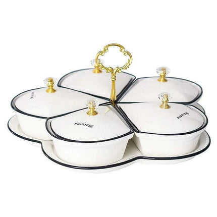 Elegant Ceramic Serving Platter Set with Stylish Covered Tray