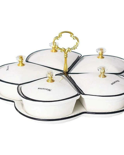 Elegant Ceramic Serving Platter Set with Stylish Covered Tray