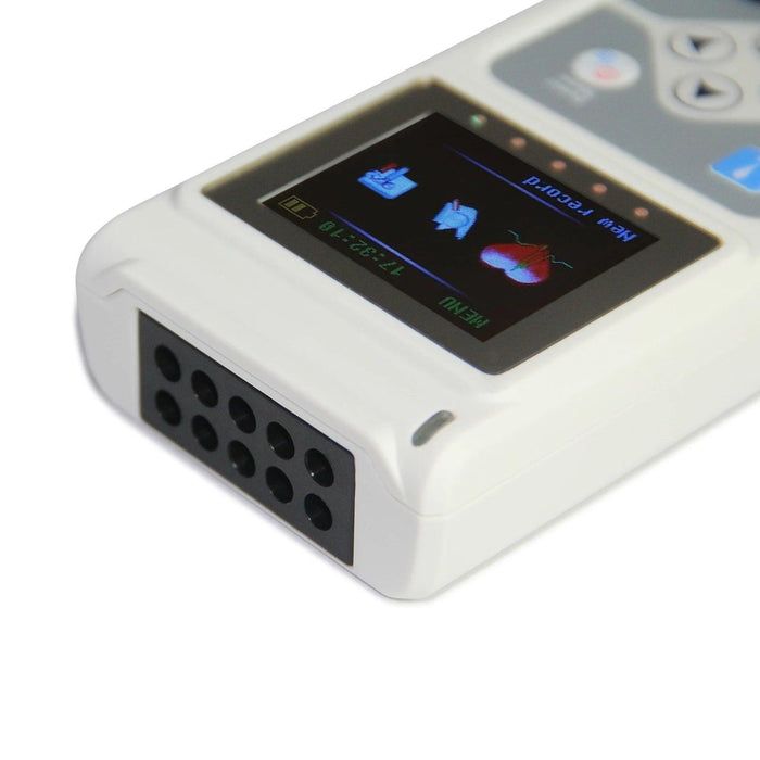Portable 12-Channel ECG Holter Monitor with LCD for 24-Hour Cardiac Evaluation
