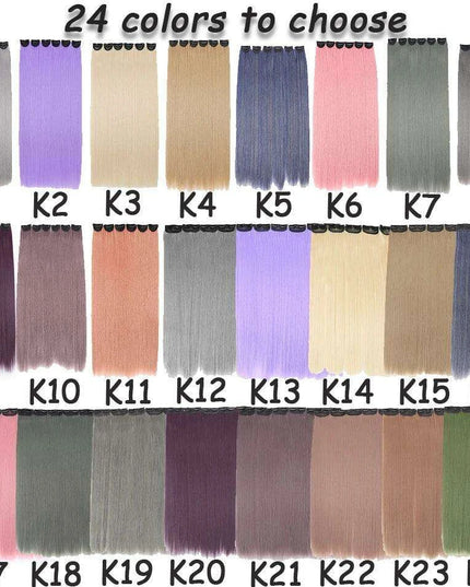 24" Colorful Ombre Clip-In Hair Extensions - Benehair Vibrant Synthetic Hairpiece