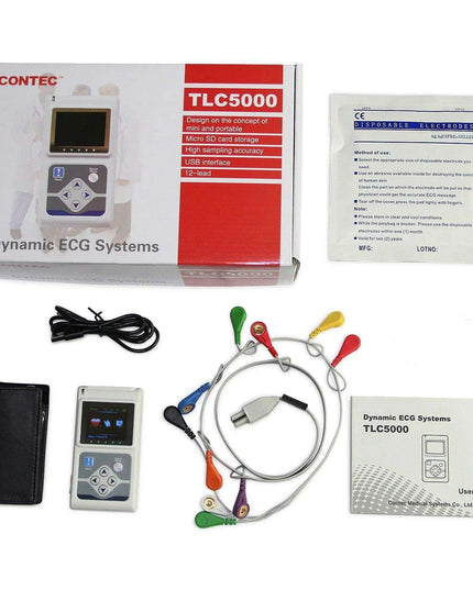 Portable 12-Channel ECG Holter Monitor with LCD for 24-Hour Cardiac Evaluation
