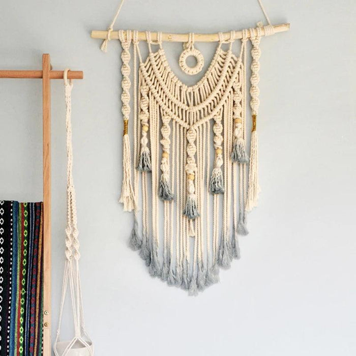 Opulent Boho Macrame Dream Catcher Wall Art - Luxurious Handwoven Beauty