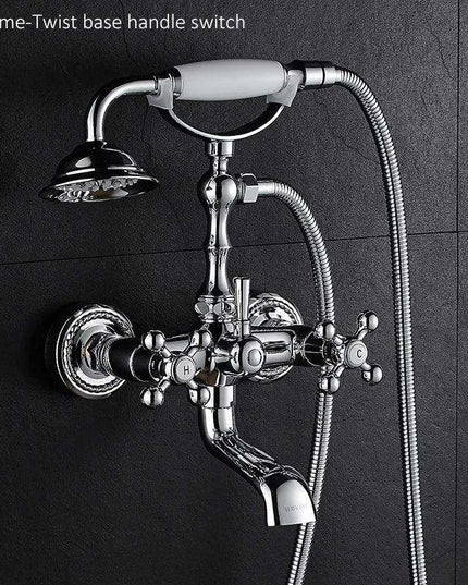 Luxurious Gold Brass Bathtub Faucet with Crystal Accents and Hand Shower